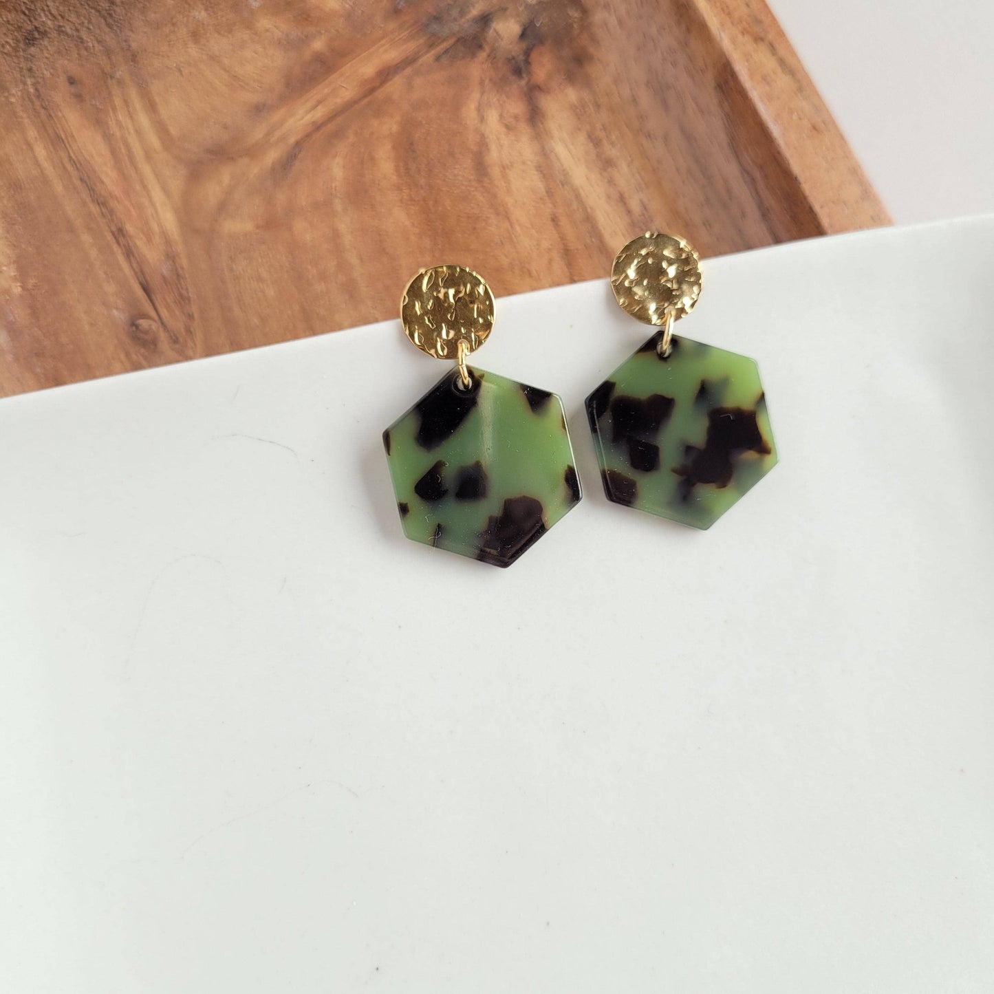 Roxy Earrings - Olive Tortoise /  Fall Earrings - FINAL SALE