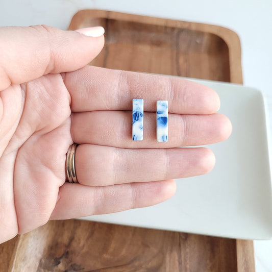 Bella Bar Studs - Greek Goddess Blue - FINAL SALE