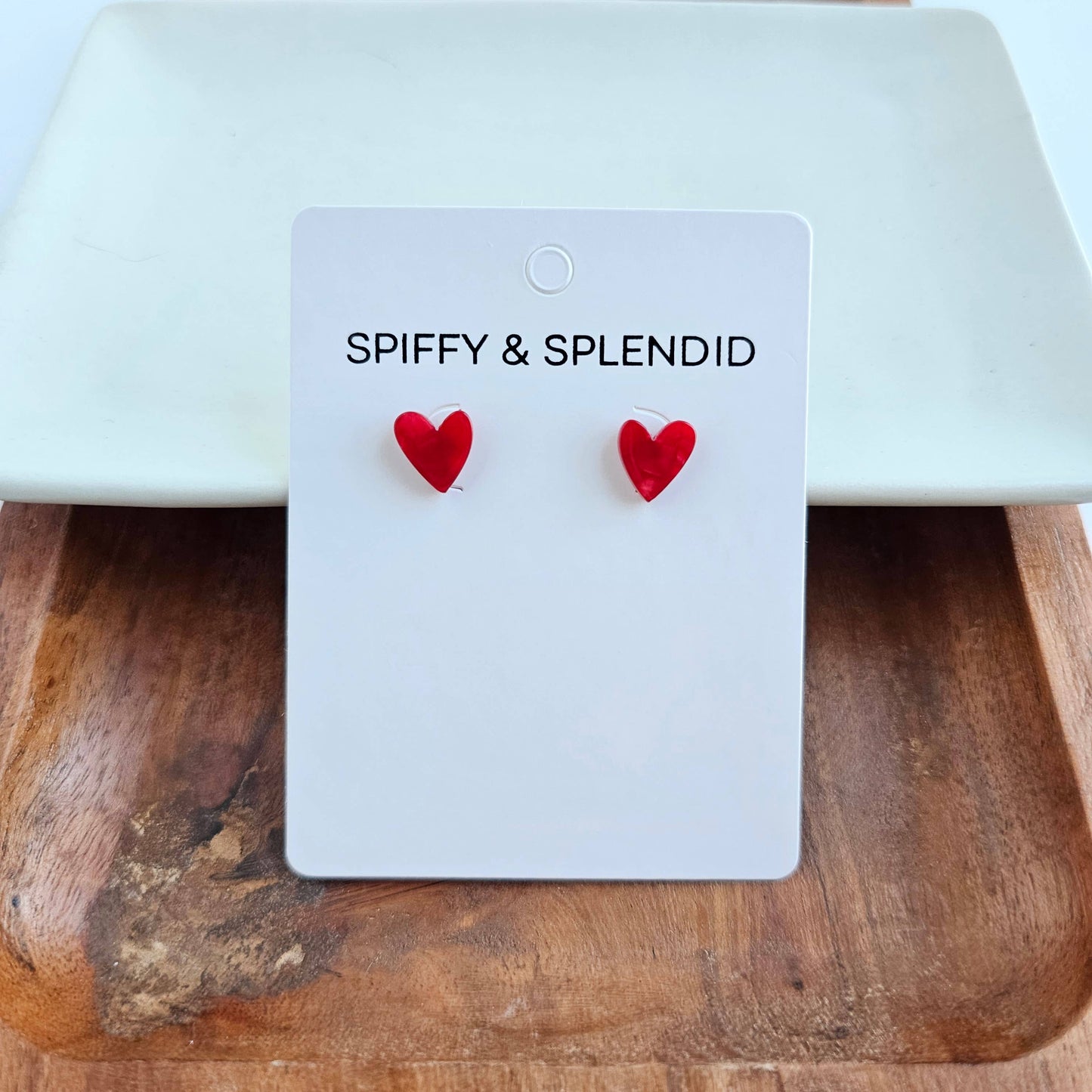 Red Hand-Drawn Heart Studs