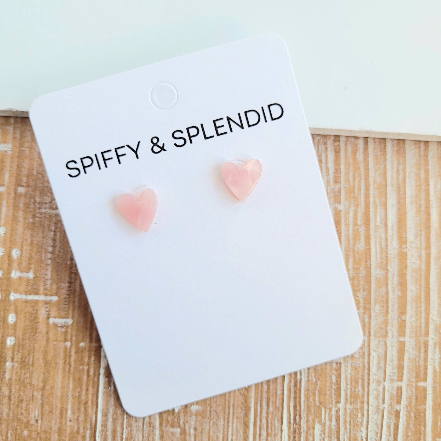 Pink Hand-Drawn Heart Studs