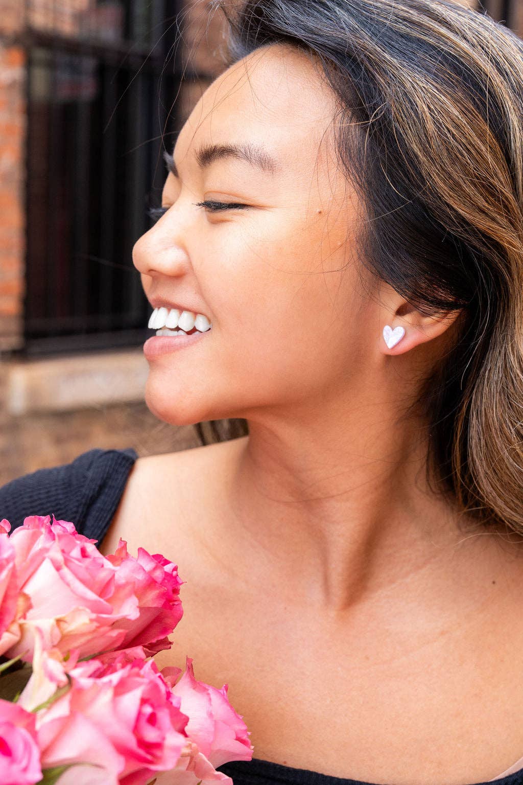 Lavender Hand-Drawn Heart Studs