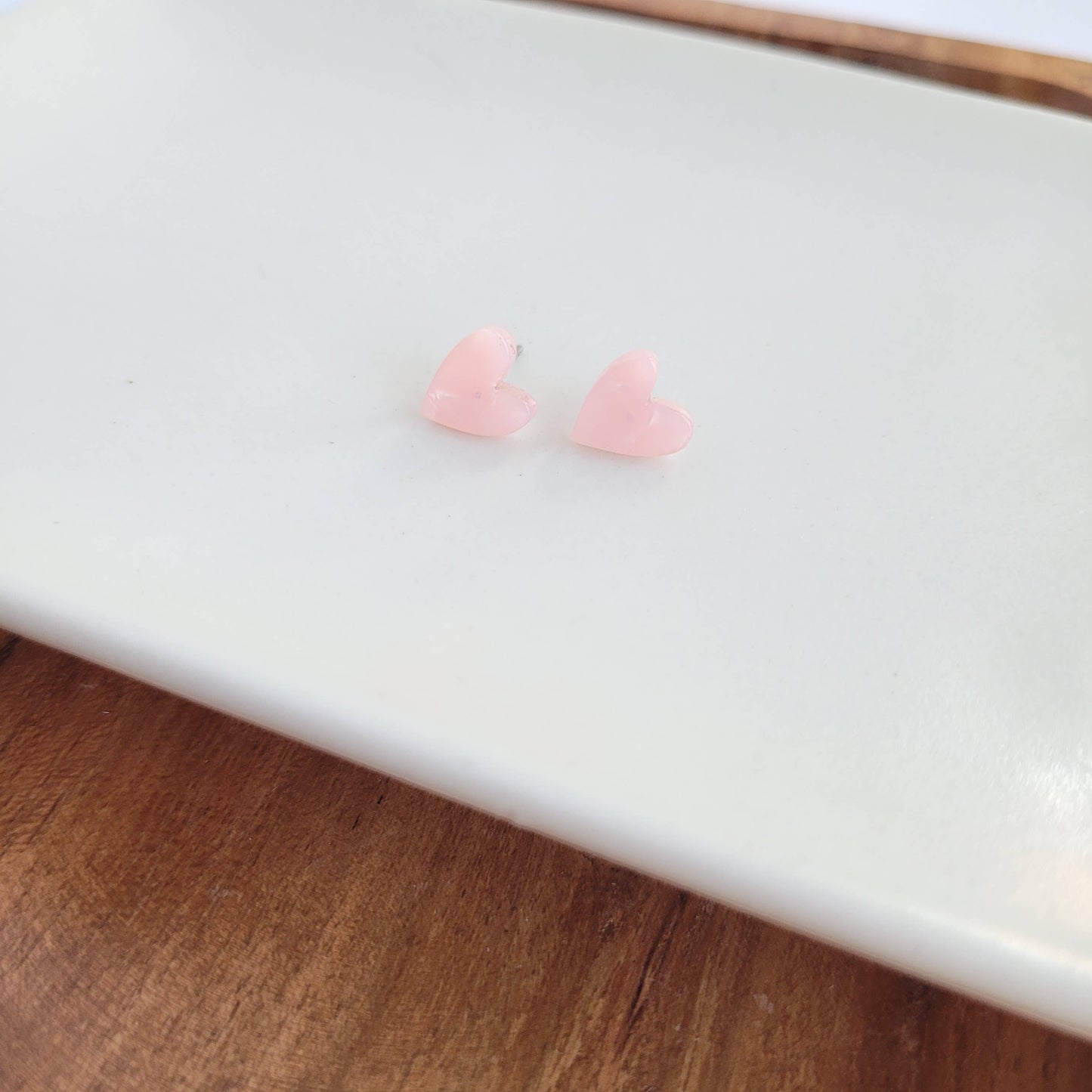 Pink Hand-Drawn Heart Studs