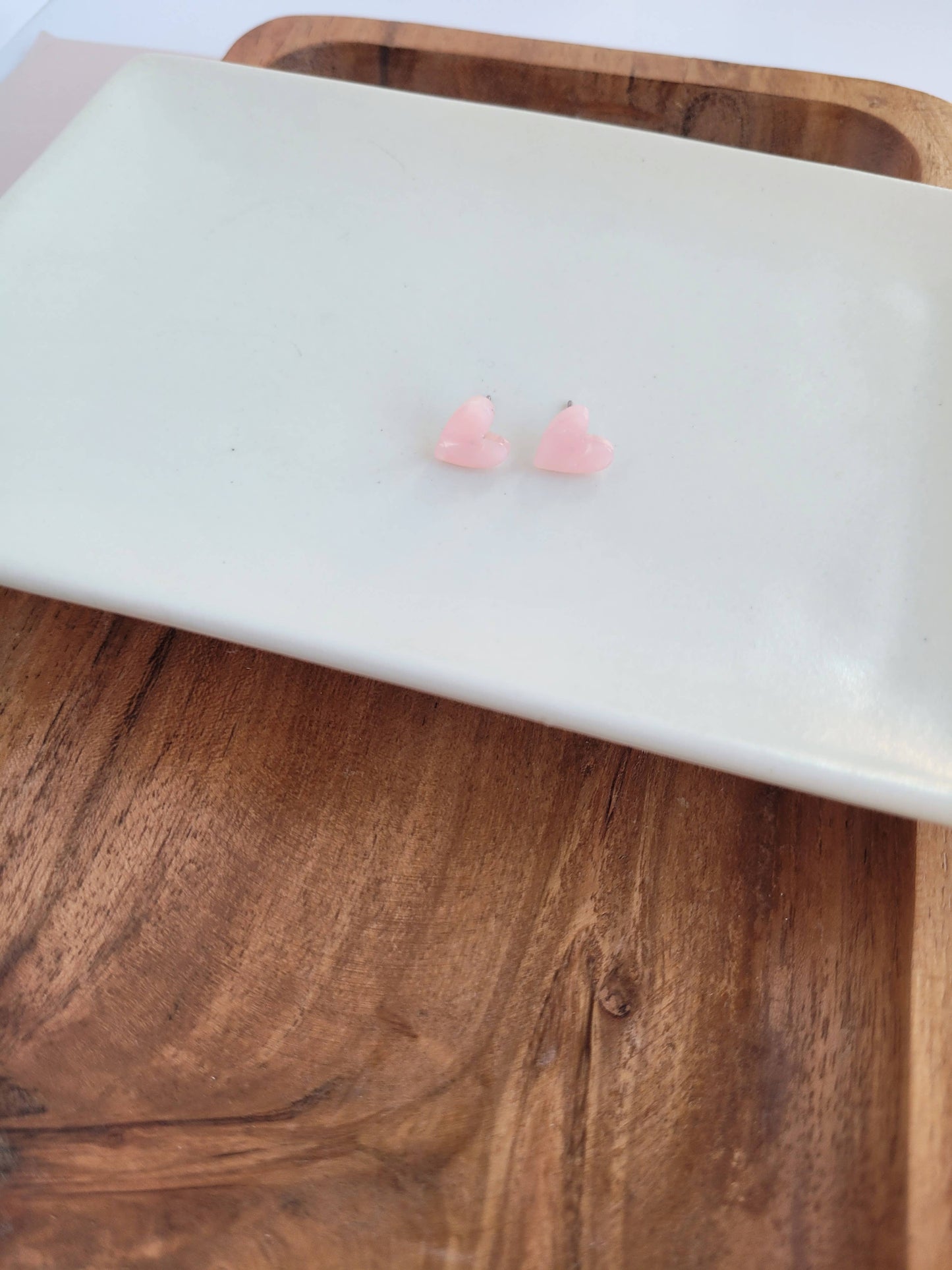 Pink Hand-Drawn Heart Studs