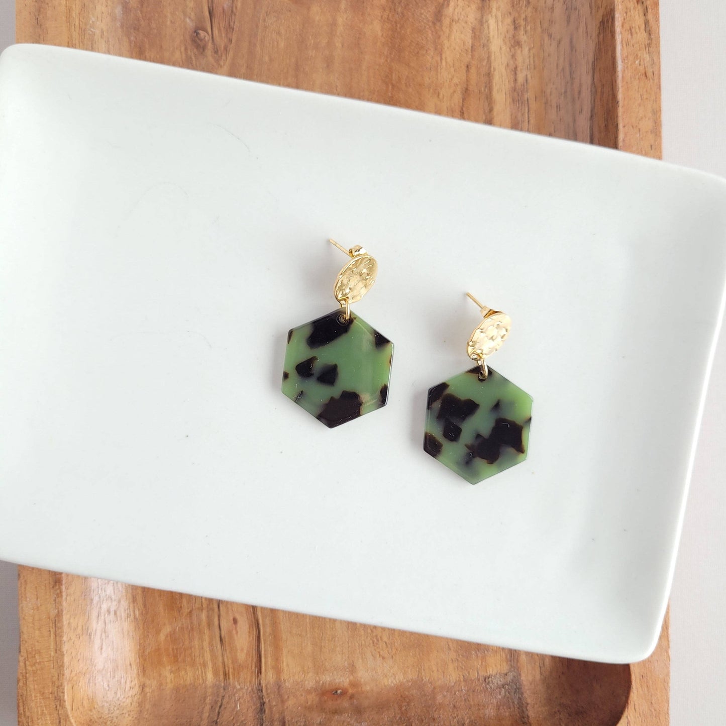 Roxy Earrings - Olive Tortoise /  Fall Earrings - FINAL SALE