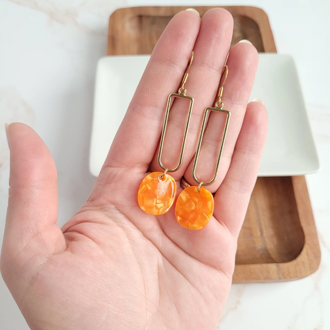 Mila Earrings - Tangerine Orange