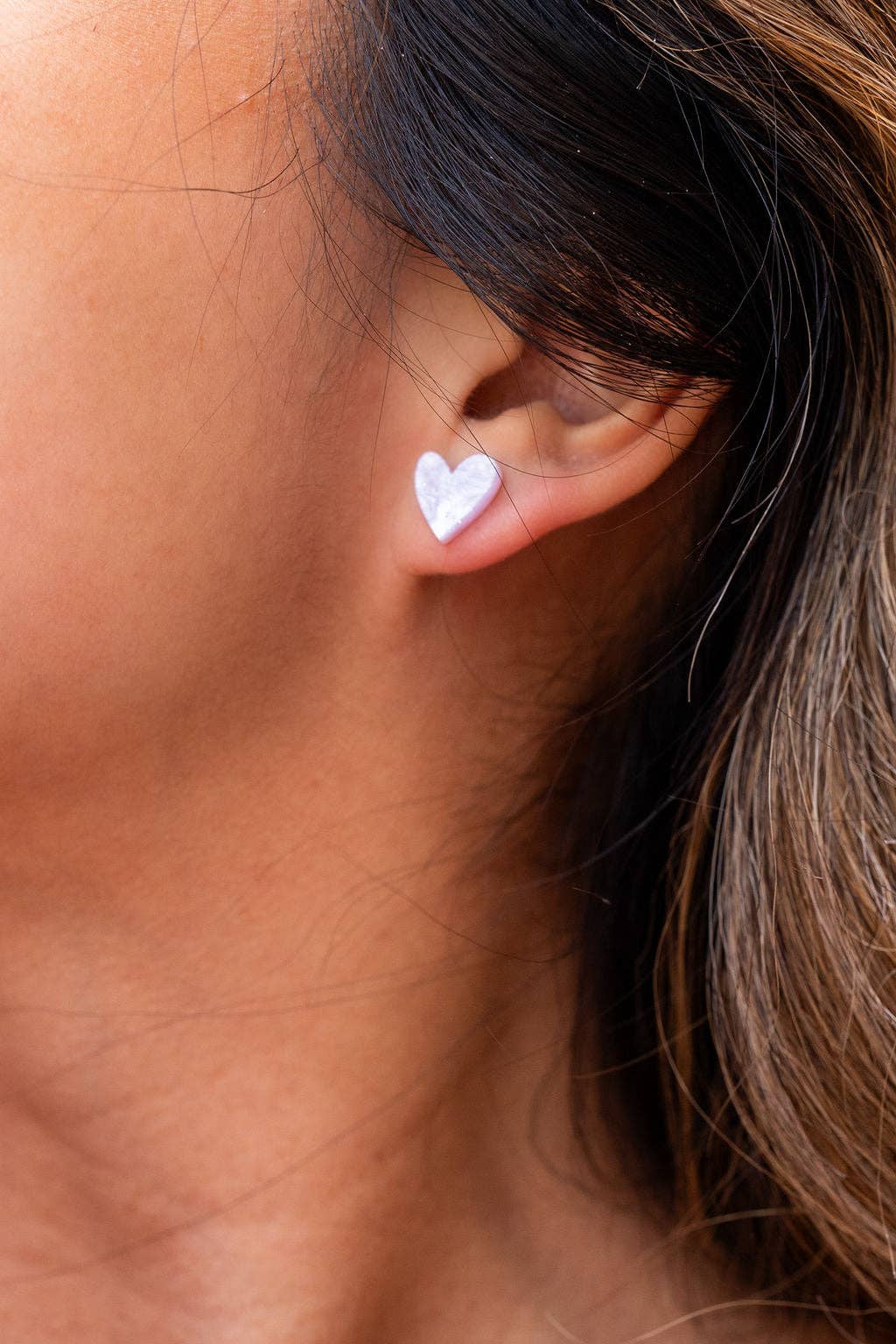 Lavender Hand-Drawn Heart Studs