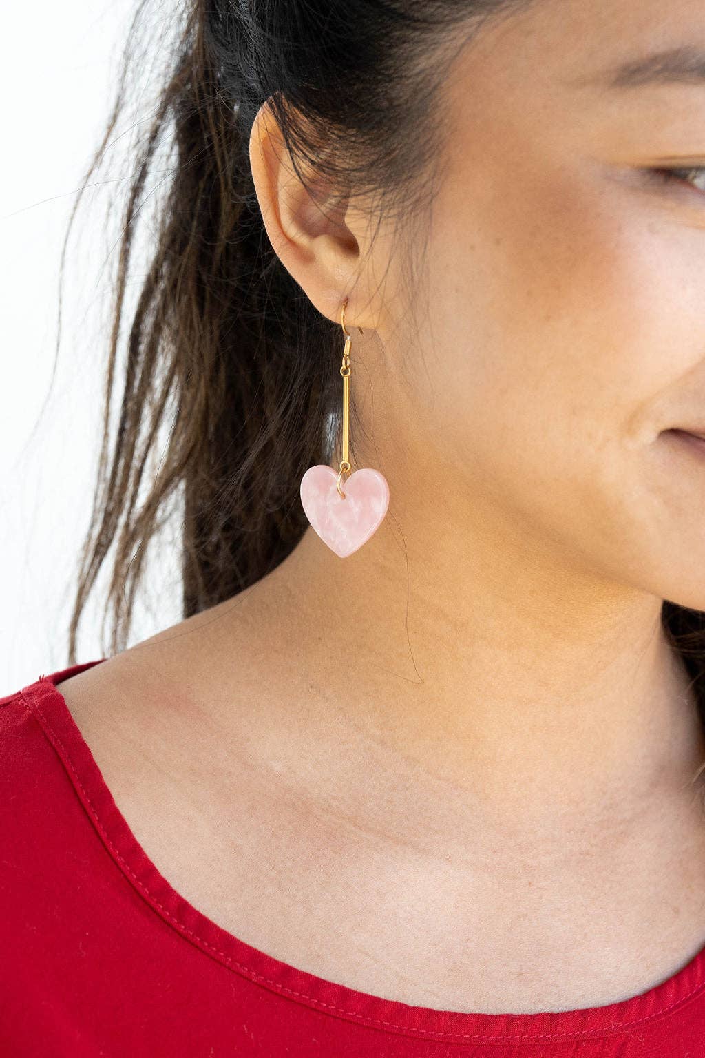 Mina Heart Earrings - Pink