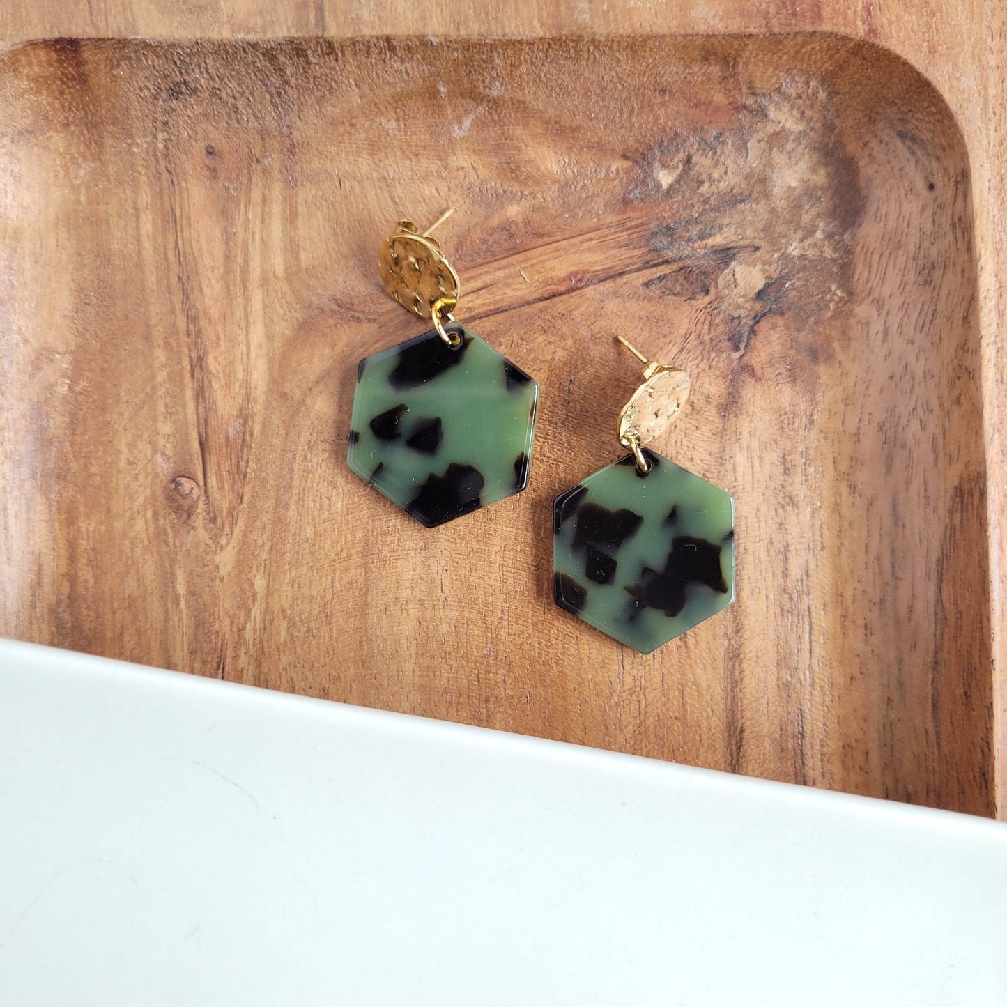 Roxy Earrings - Olive Tortoise /  Fall Earrings - FINAL SALE