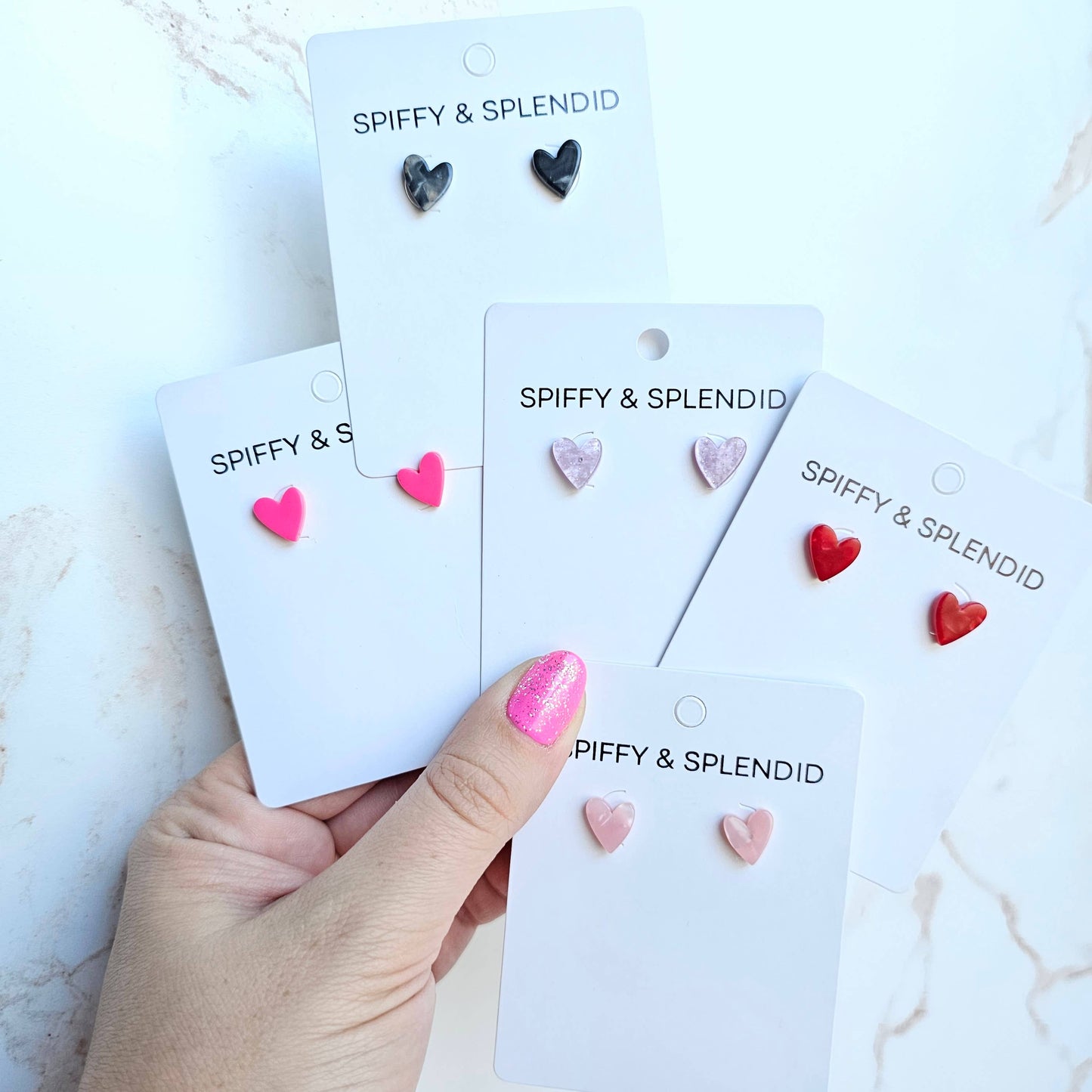 Black Hand-Drawn Heart Studs