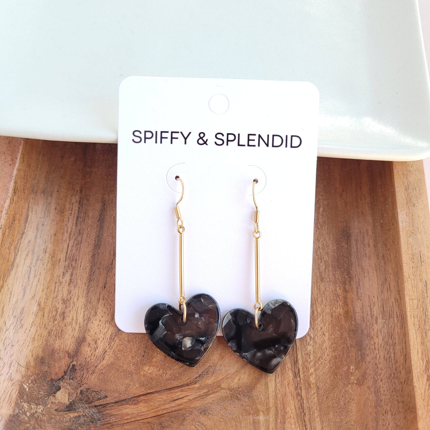 Mina Heart Earrings - Black