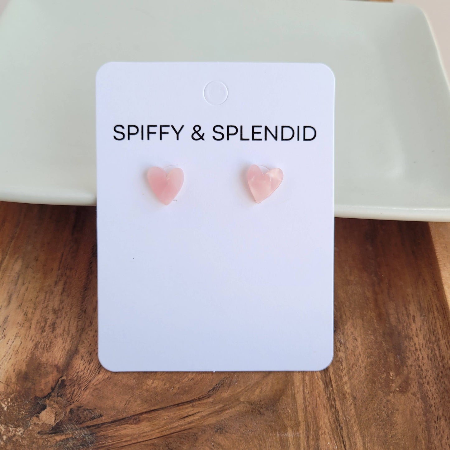 Pink Hand-Drawn Heart Studs