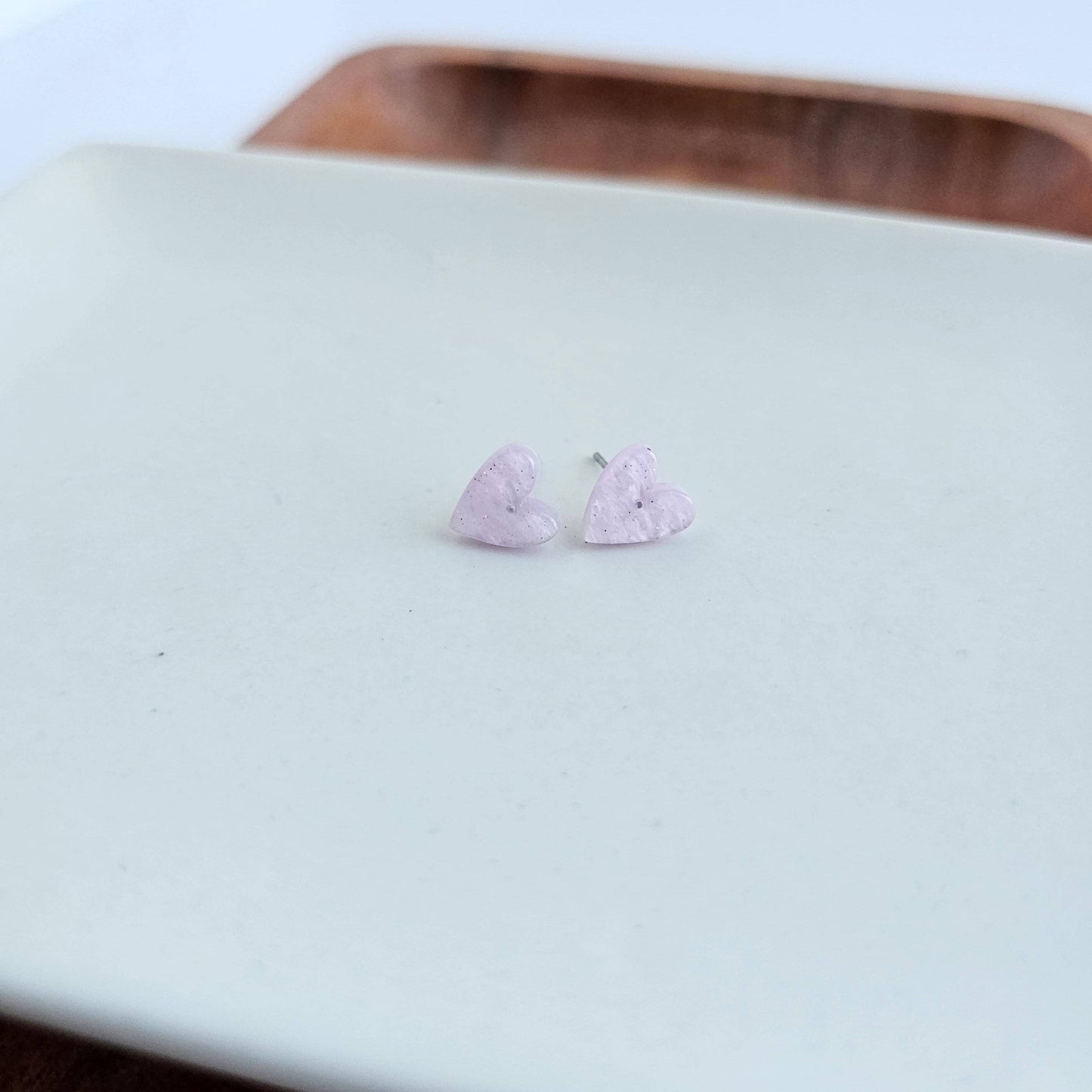 Lavender Hand-Drawn Heart Studs