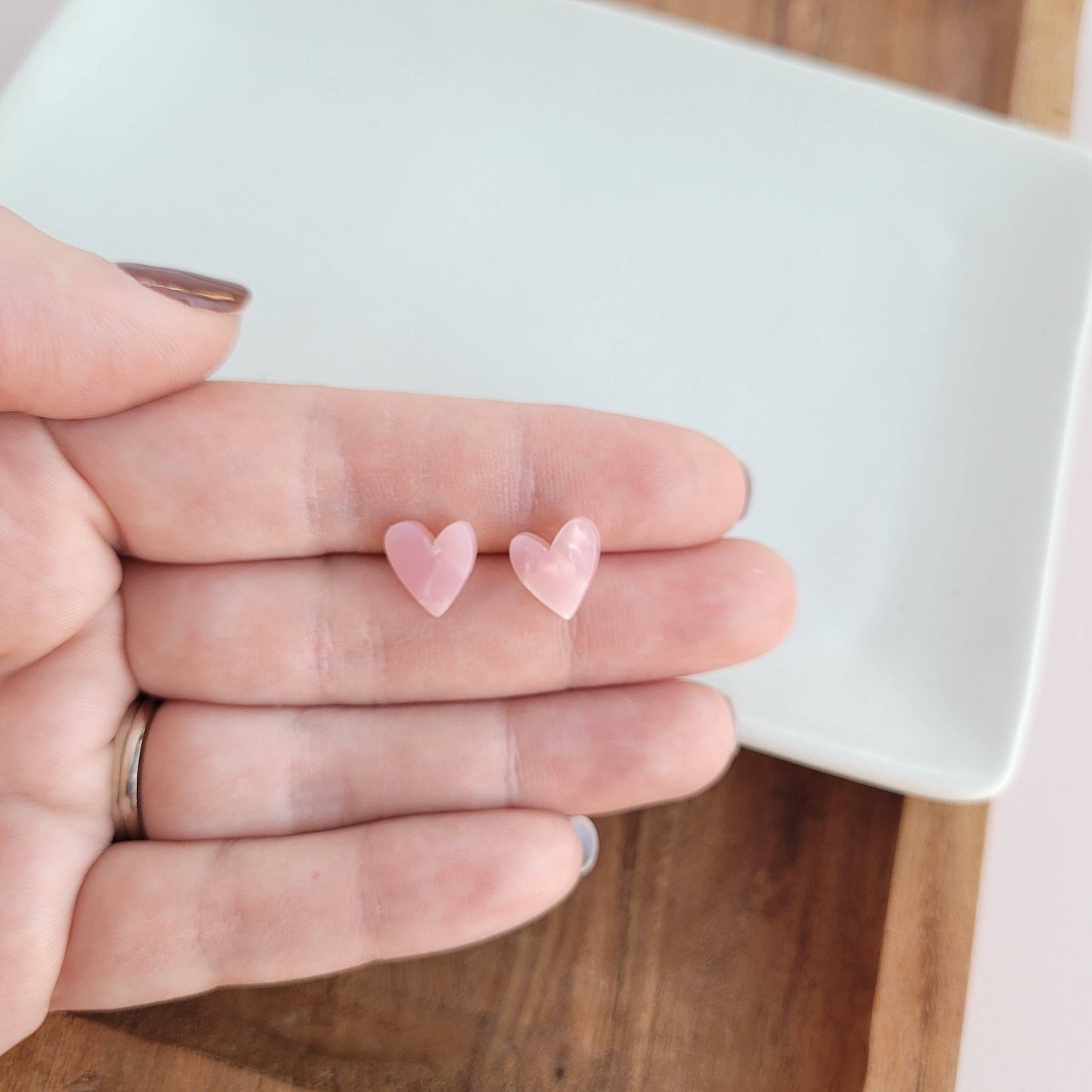 Pink Hand-Drawn Heart Studs