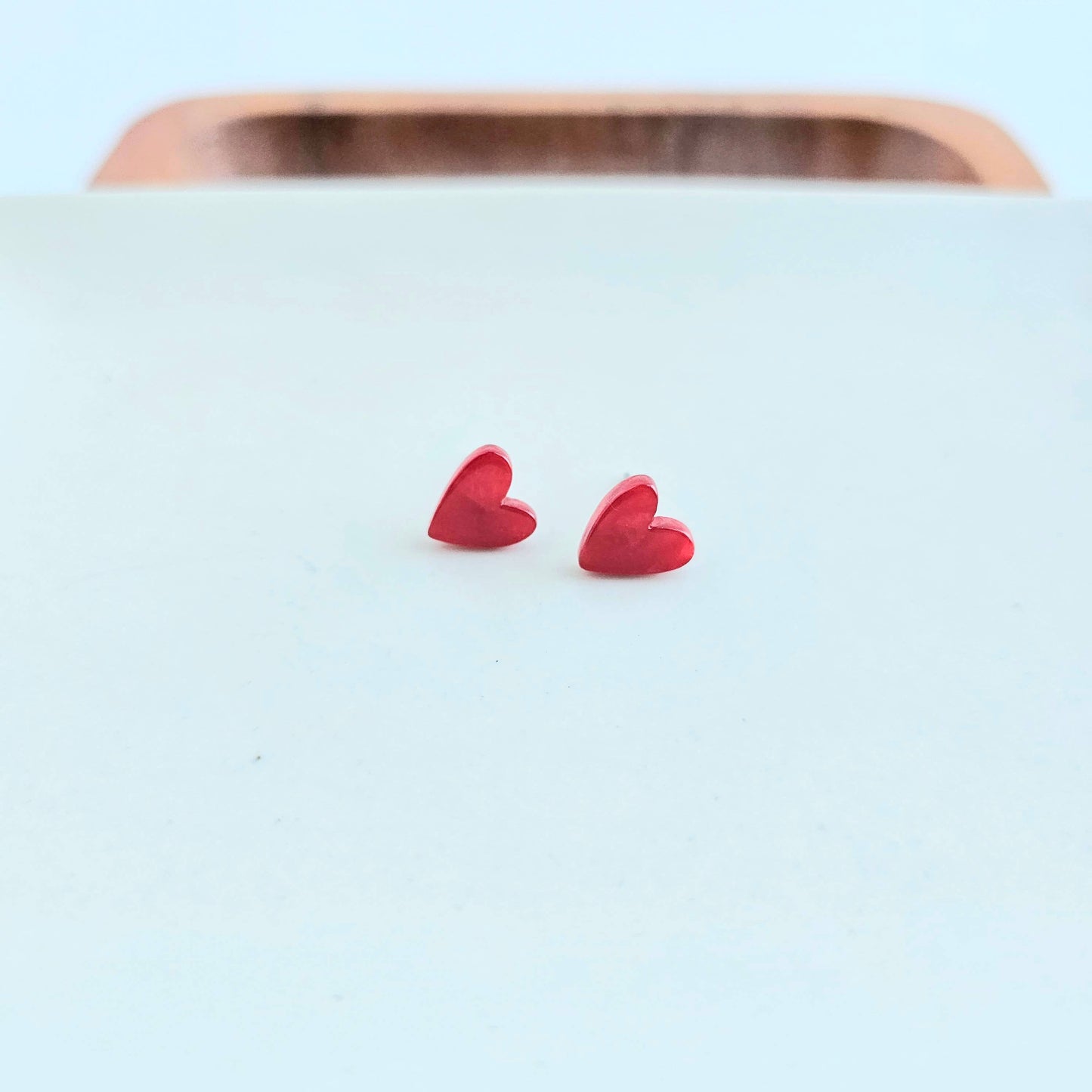 Red Hand-Drawn Heart Studs