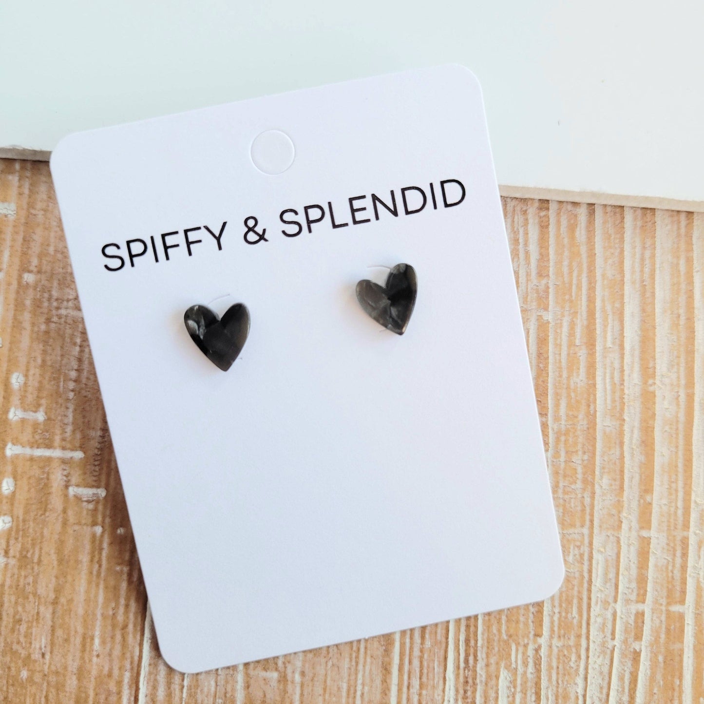 Black Hand-Drawn Heart Studs