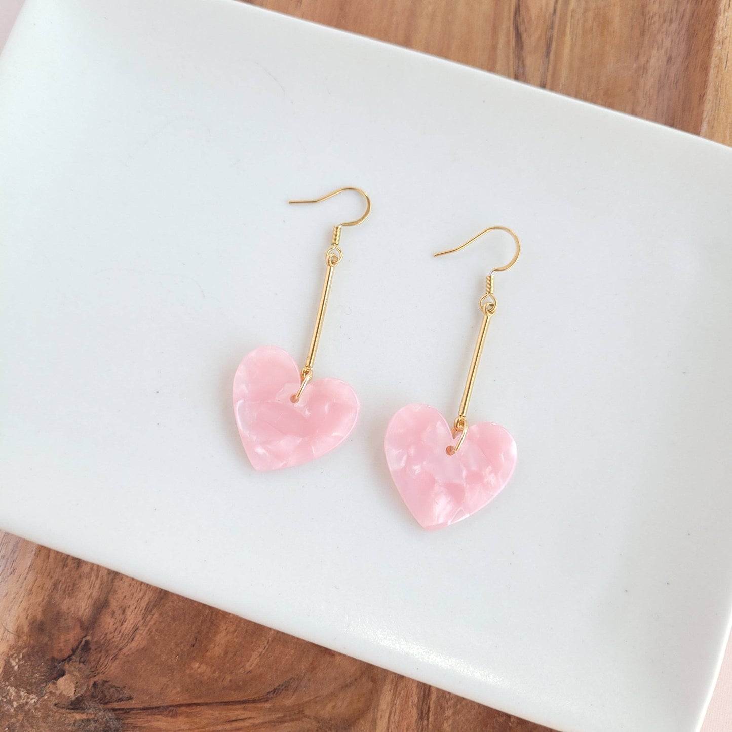 Mina Heart Earrings - Pink