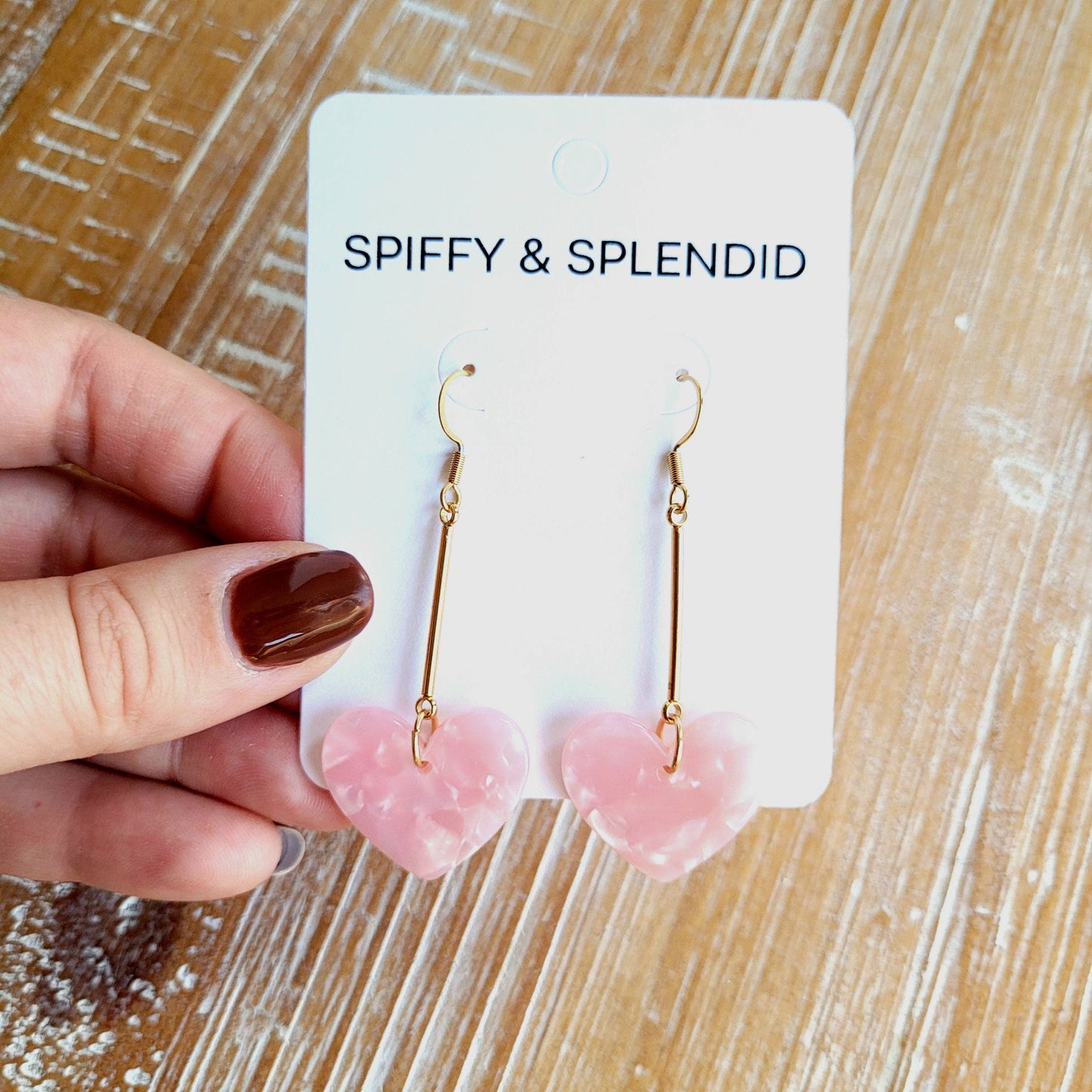 Mina Heart Earrings - Pink