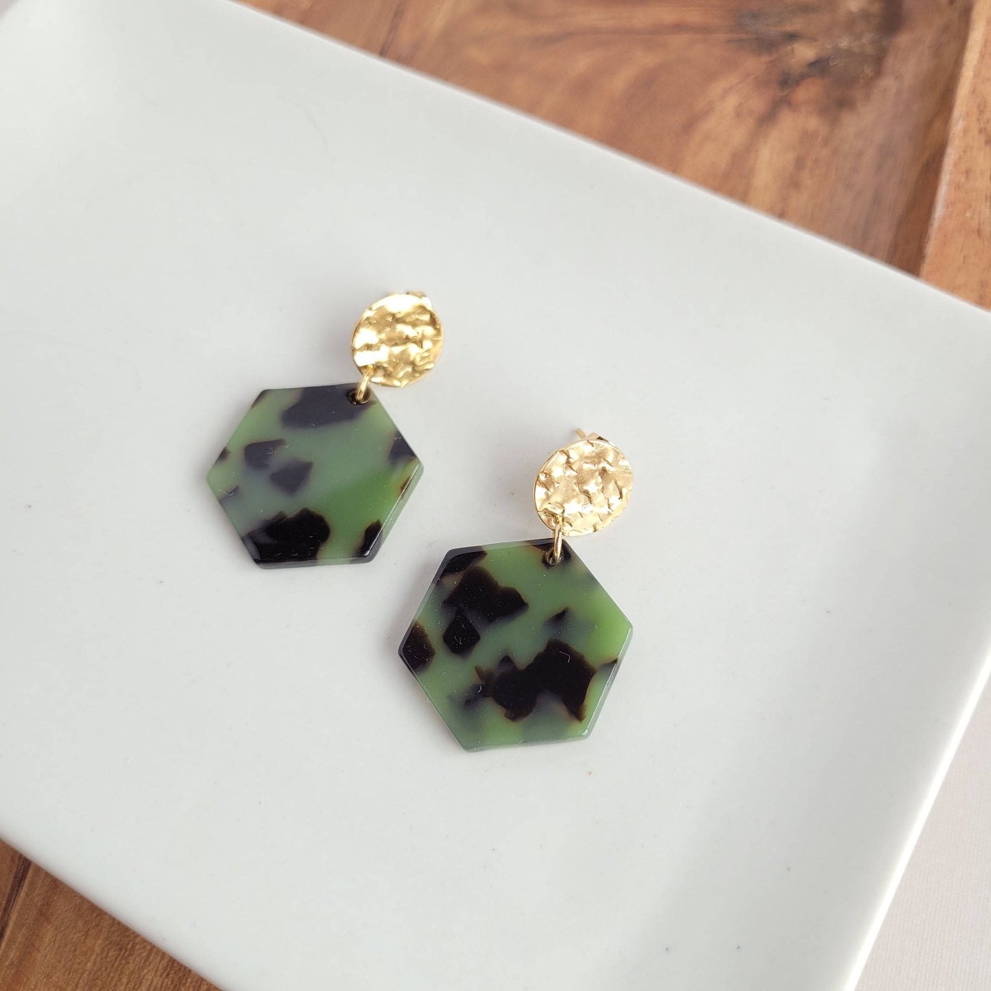 Roxy Earrings - Olive Tortoise /  Fall Earrings - FINAL SALE