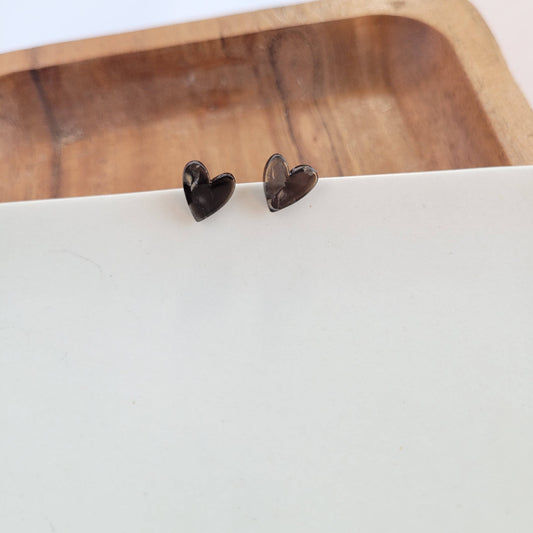 Black Hand-Drawn Heart Studs