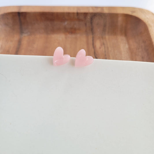 Pink Hand-Drawn Heart Studs