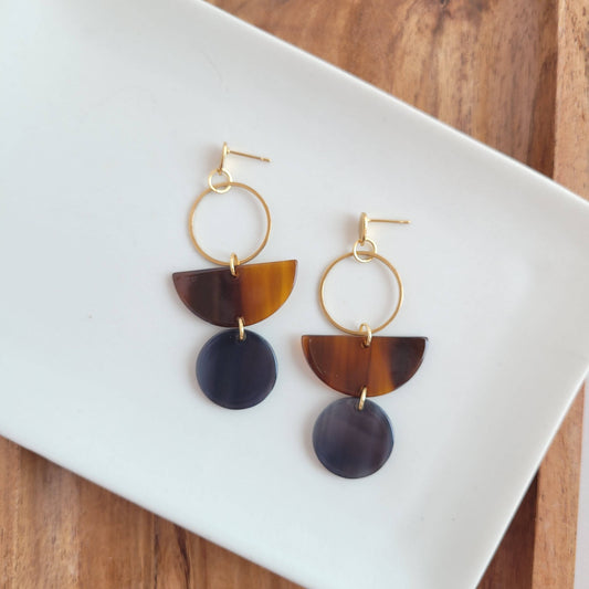 Wren Earrings - Walnut & Black - FINAL SALE