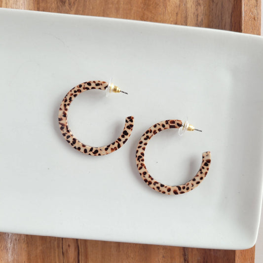 Camy Hoops - Brown Dot / Fall Hoop Earrings - FINAL SALE