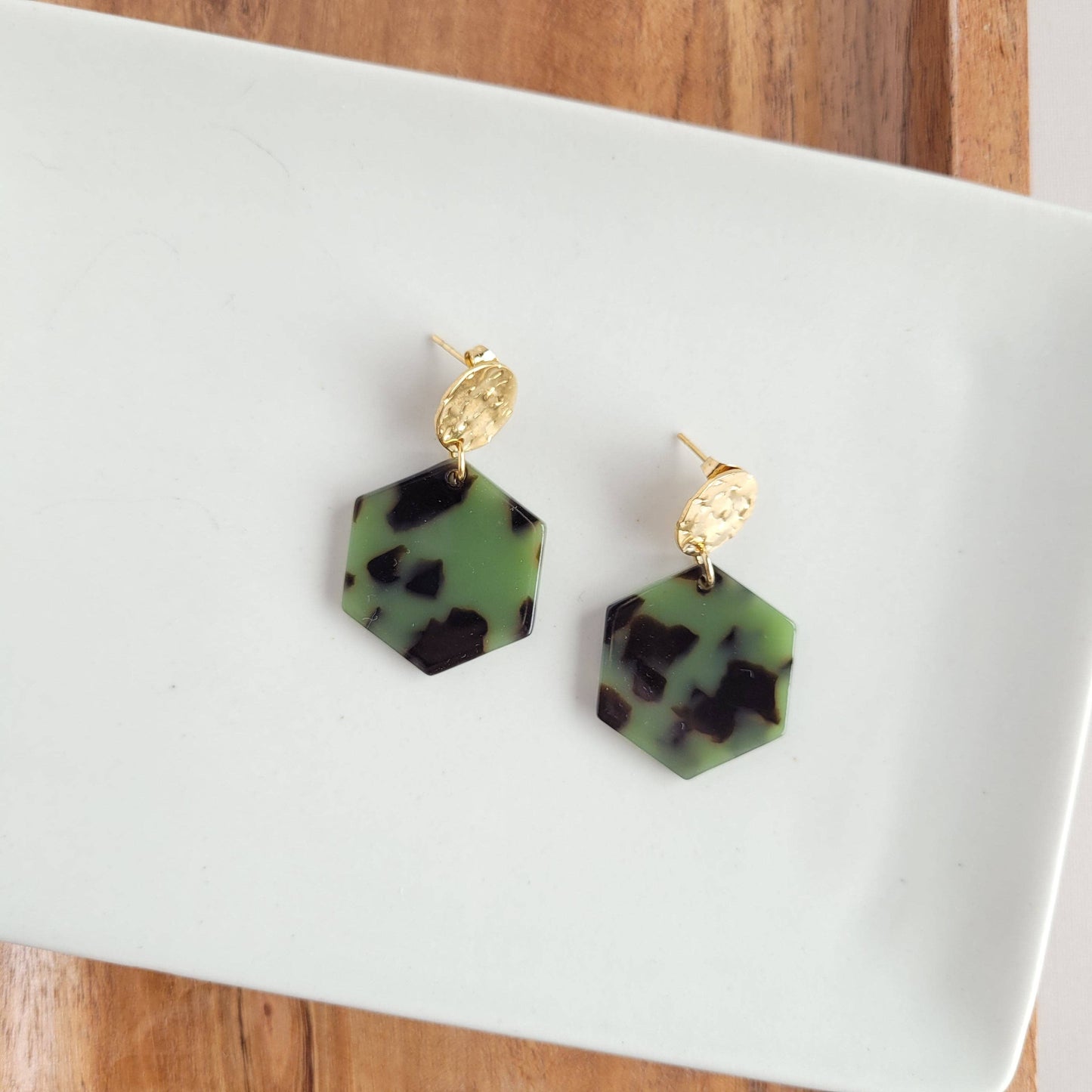 Roxy Earrings - Olive Tortoise /  Fall Earrings - FINAL SALE